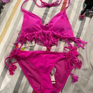Raisins Hot Pink Fringe Bikini